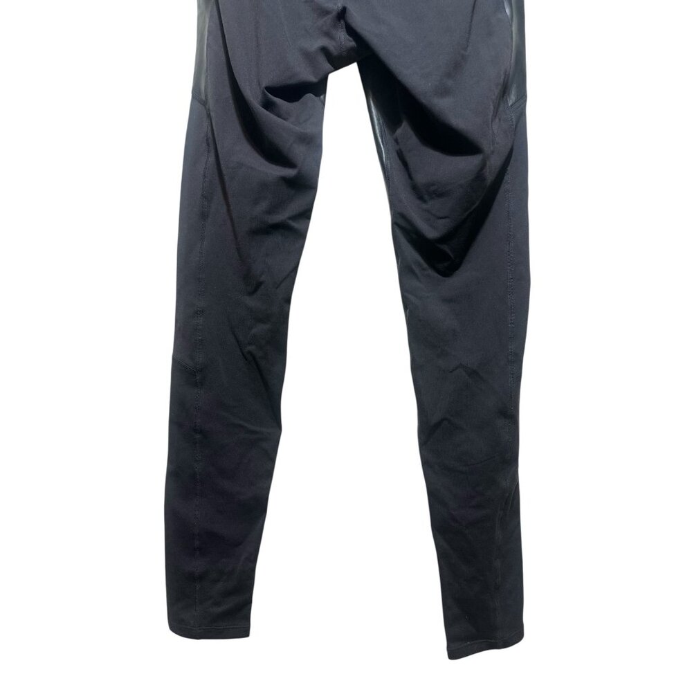 Athleta Chaturanga Faux Leather Leggings Womens Tall Large Black Goth Activewear - Picture 14 of 16